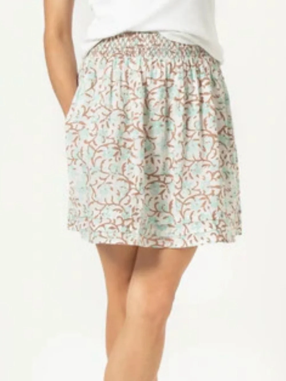 NWT Lilla P Smocked Waist Skirt in Aquamarine size‎ small cottagecore